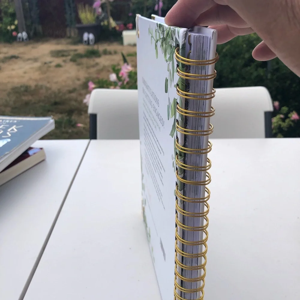 Kate Aspen White & Green Wedding Planner with Gold Accents